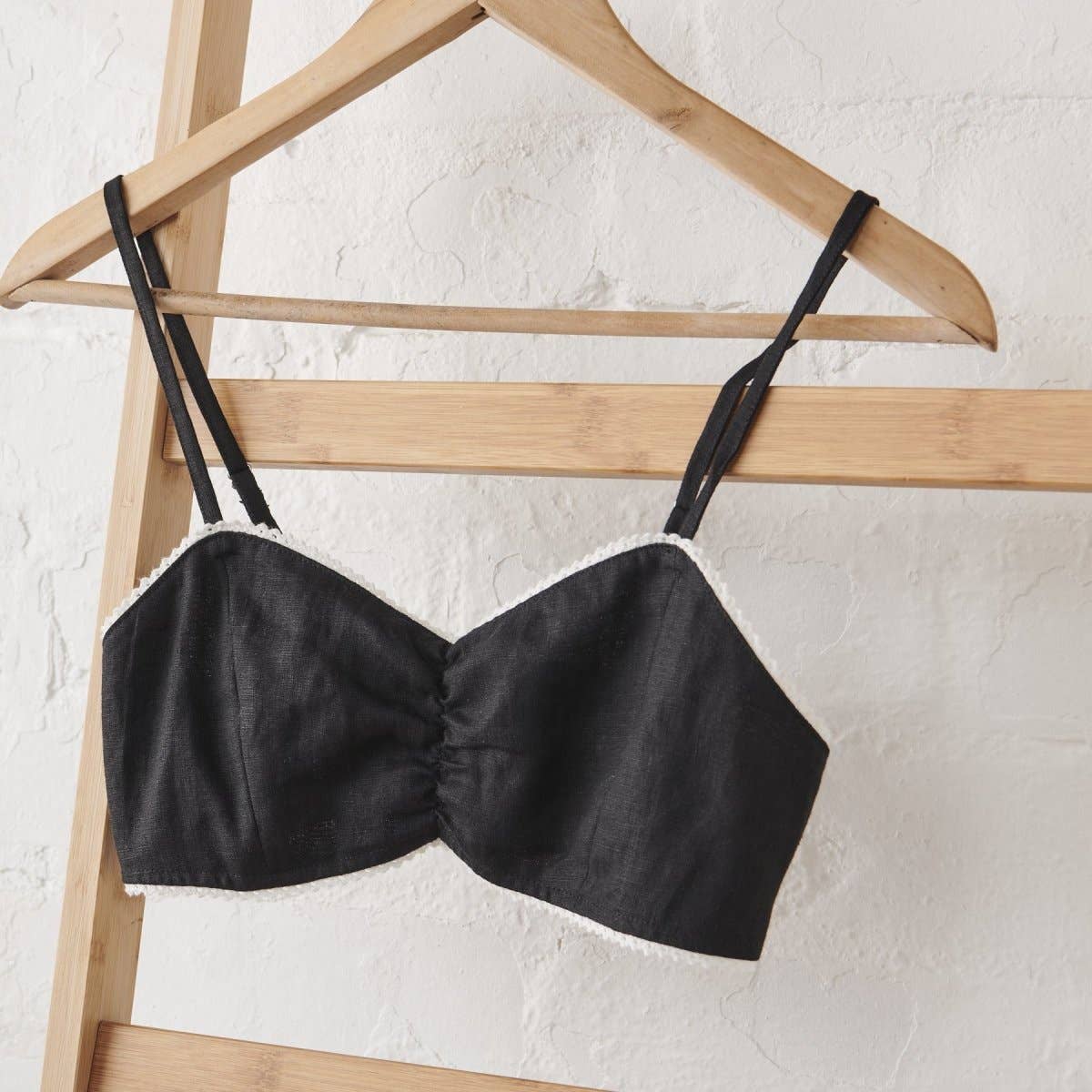 Linen Bralette - Black: 12