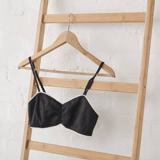 Linen Bralette - Black: 12