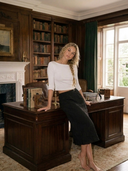 The Slip Skirt Midi, Midnight The Cloth