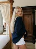 Oversized Fisherman Sweater, Navy The Cloth