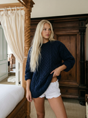 Oversized Fisherman Sweater, Navy The Cloth