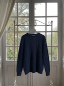 Oversized Fisherman Sweater, Navy The Cloth